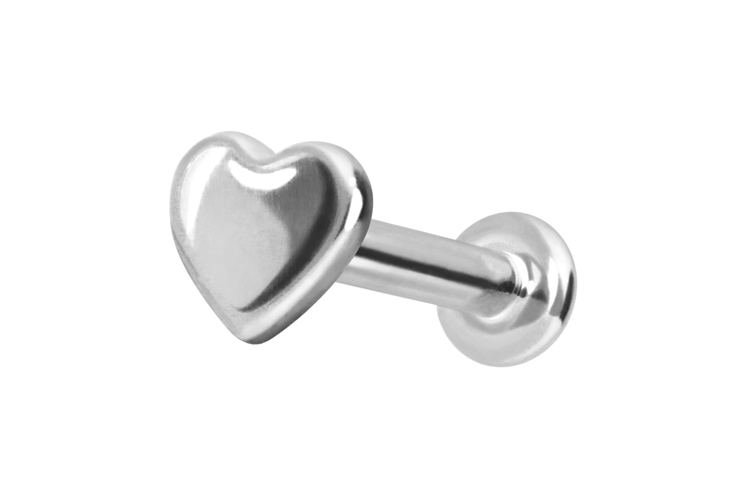 14 Karat Gold Labret Piercing mit Innengewinde HERZ